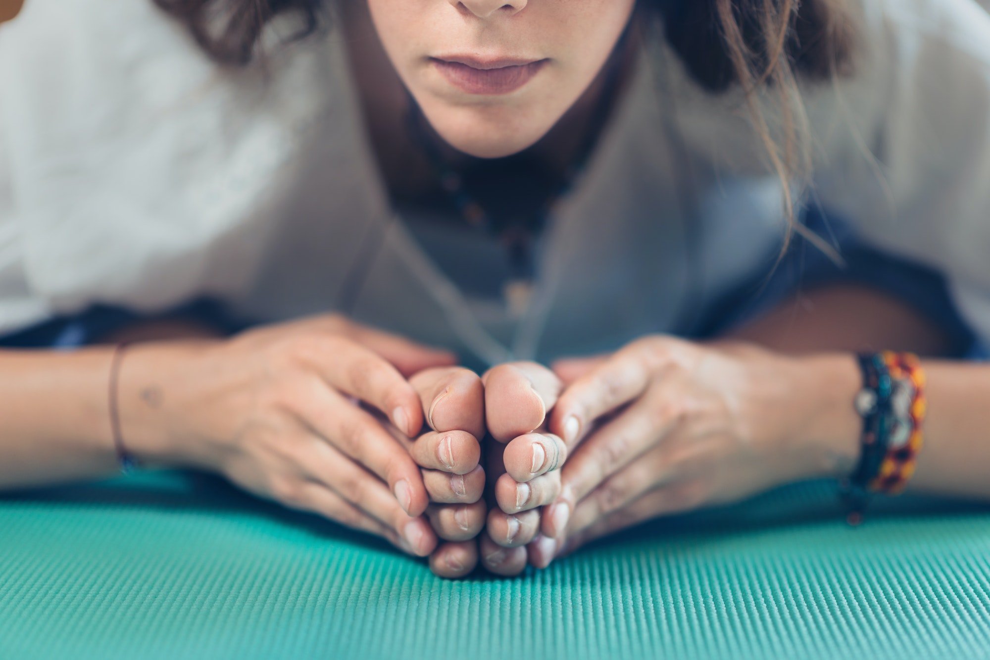 Yoga Woman in Yoga Studio